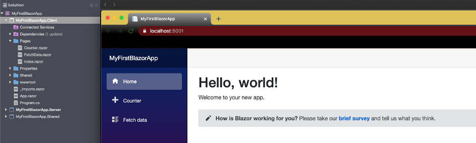 Creando un nuevo proyecto de Blazor con Visual Studio 2019 for Mac